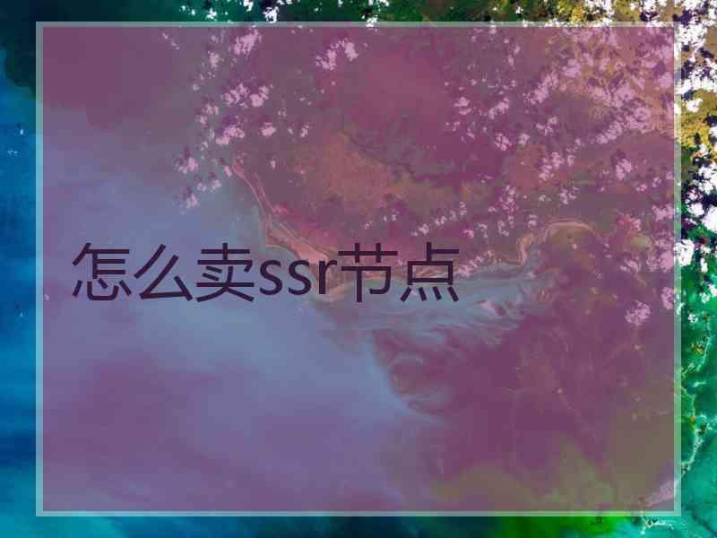 怎么卖ssr节点