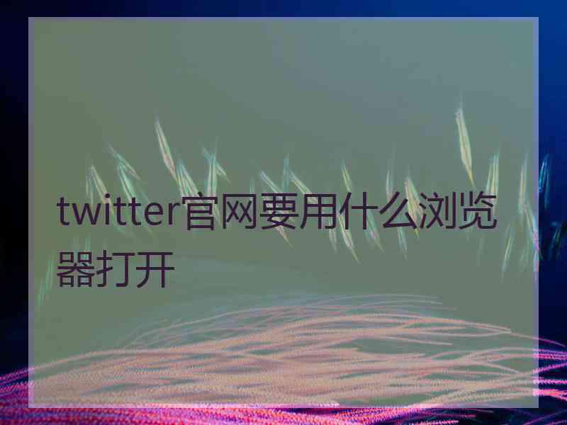 twitter官网要用什么浏览器打开