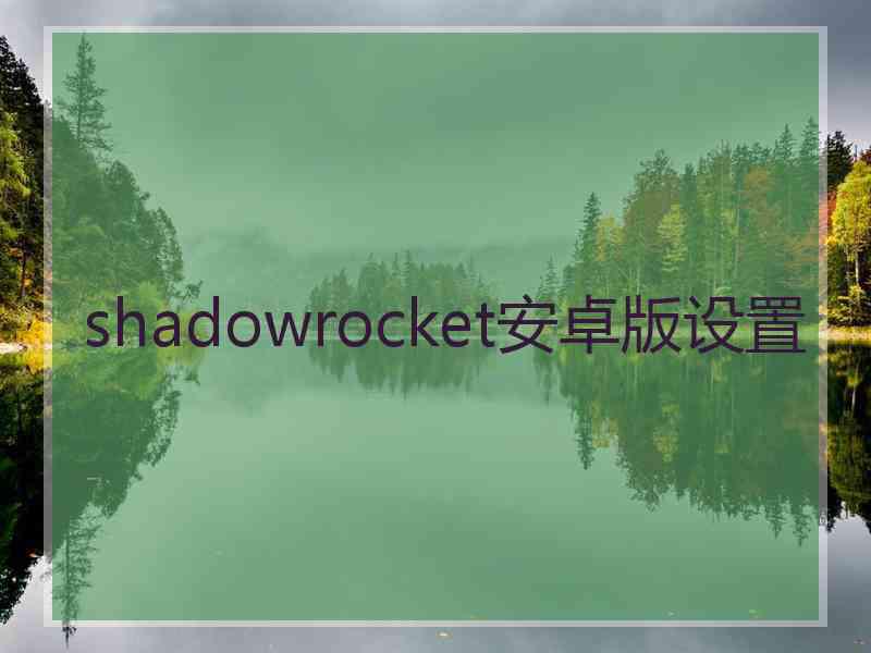 shadowrocket安卓版设置