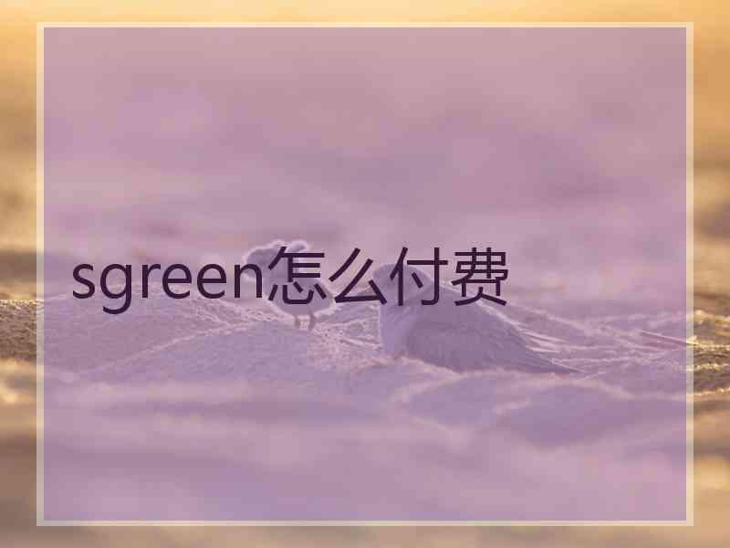 sgreen怎么付费