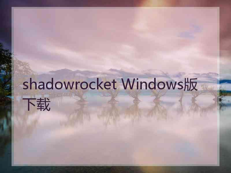 shadowrocket Windows版下载