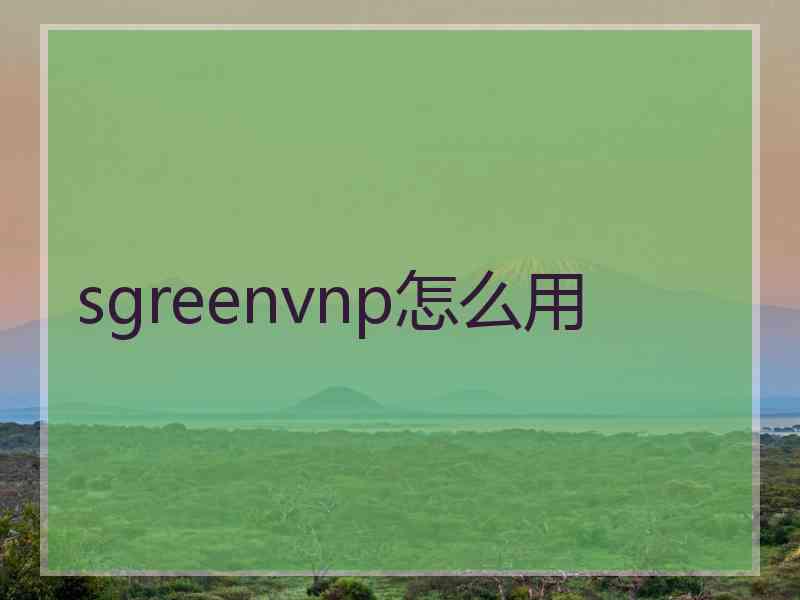 sgreenvnp怎么用